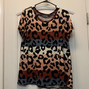 Made You Look BomBom Leopard Top Size Large